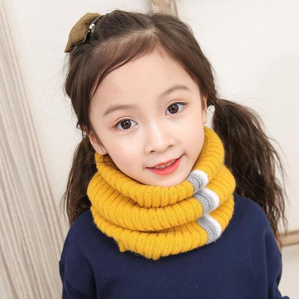 

scarves & wraps 2021 autumn and winter fashion collar thick warm stripes knitted fabrics soft comfortable lovely children's scarf, Red;brown