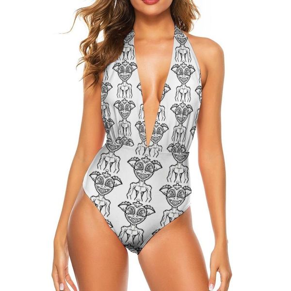 

one-piece suits gizmo gremlin swimsuit high leg skimpy swimwear rave big chest fashionable 1-piece bathing suit