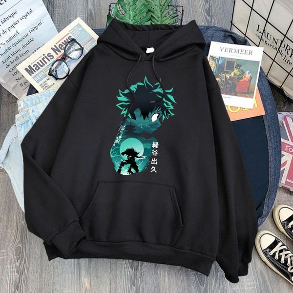 

women's hoodies & sweatshirts my hero academiar print hoodie clothes for harajuku fleece hoody clothing 2021 autumn winter sweatshirt a, Black