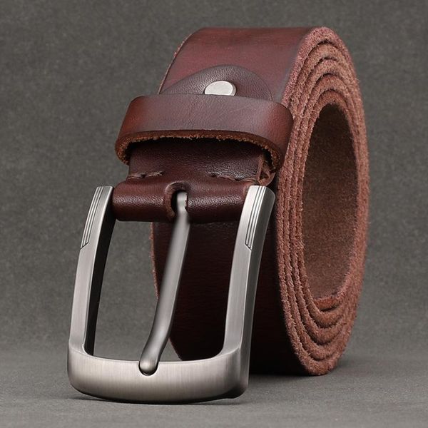 

belts layer pure cow leather handmade belt men's needle buckle youth retro middle-aged trouser, Black;brown