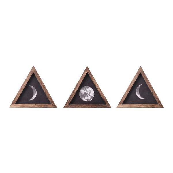 

pack rustic wall moon phases decor wood signs framed wooden trio pediments for apartment living room gallery novelty items