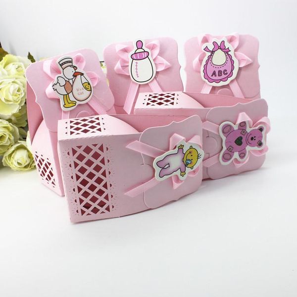 

gift wrap laser cut hollow pink color baby girl birthday party candy box