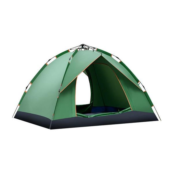 

tents and shelters super llight 3-4 people 170t sun rain tent camping equipment single layer automatic spring fiberglass poles family