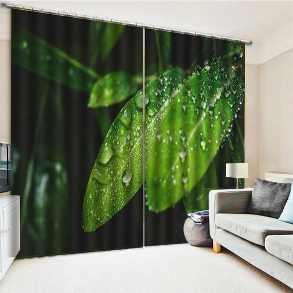 

po 3d curtains for living room window green leaf blackout curtain & drapes