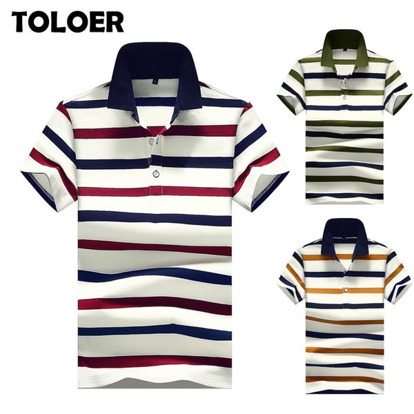 

new 2021 fashion striped mens polo shirts comfortable summer short-sleeve business polo shirts casual men clothes, White;black