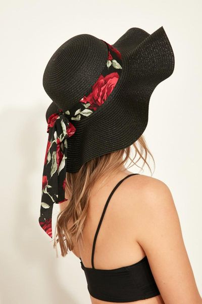 

& city y1670-09 womens sun straw hat outdoor hats, Black;white