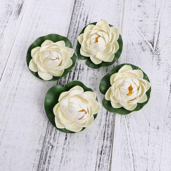 

decorative flowers & wreaths 6pcs artificial pond plants lotus lilies (white)