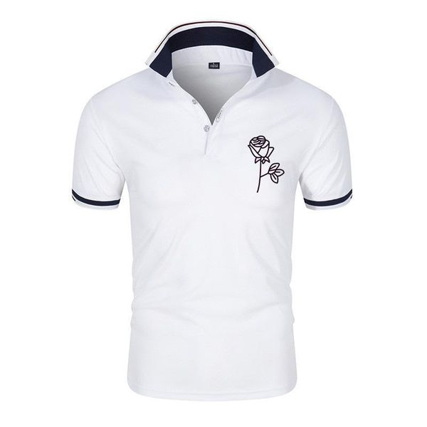 

men's polos 2021 summer casual shirt men short sleeve turn down collar slim fit sold color for plus size, White;black