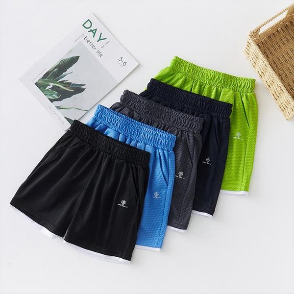 

childrens sports shorts summer boys mesh outer teen girls quick drying five point pants kids running beach, Black
