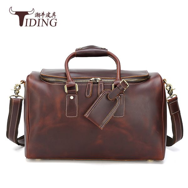 

leather men's travel bag large capacity luggage outdoor