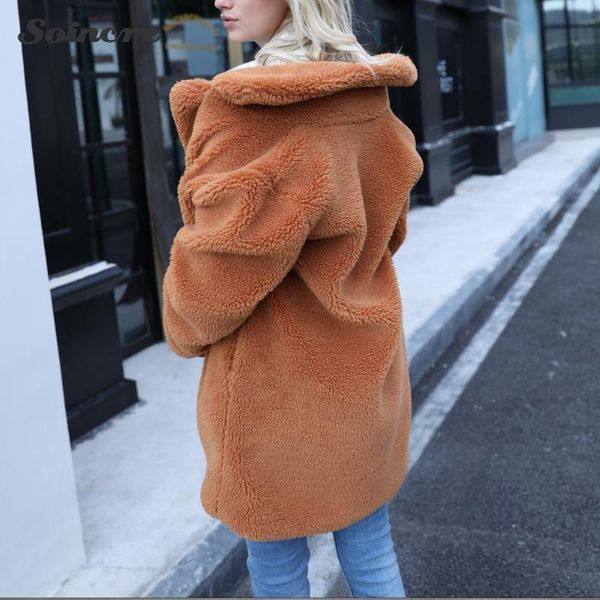 

women's wool & blends teddy coat women 2021 winter lamb thick warm cashmere jacket casual solid color streetwear female fashion oversiz, Black