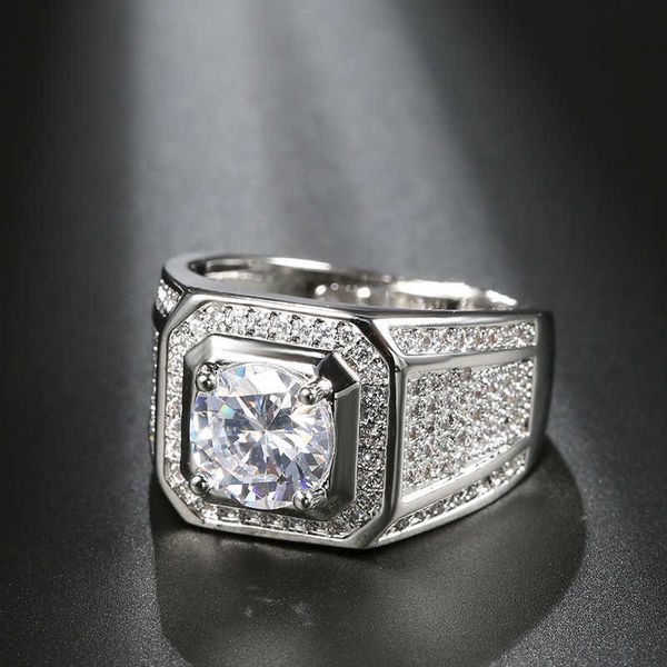 

accessories trendy fashion men's full diamond dahao diamond ring domineering ring accessories, Golden;silver