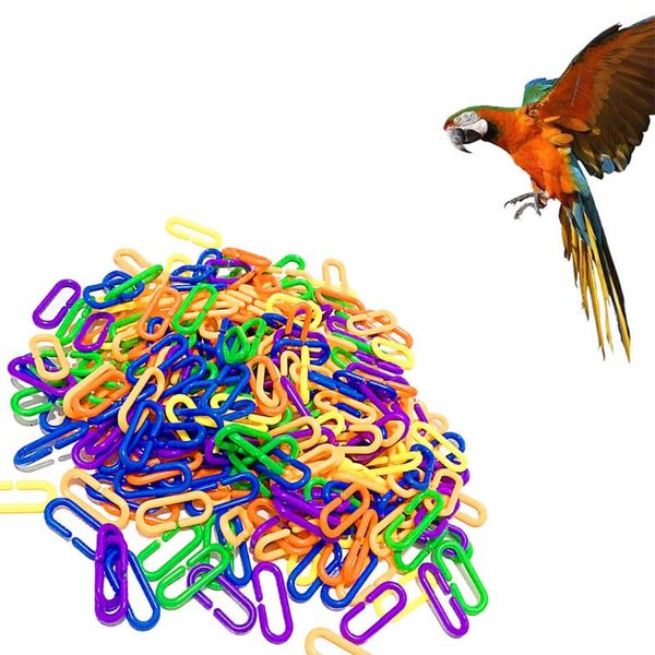 

other bird supplies 100pcs/lot durable plastic parrot toys c-clips hooks chain c-links sugar glider toy parts parakeet accessories