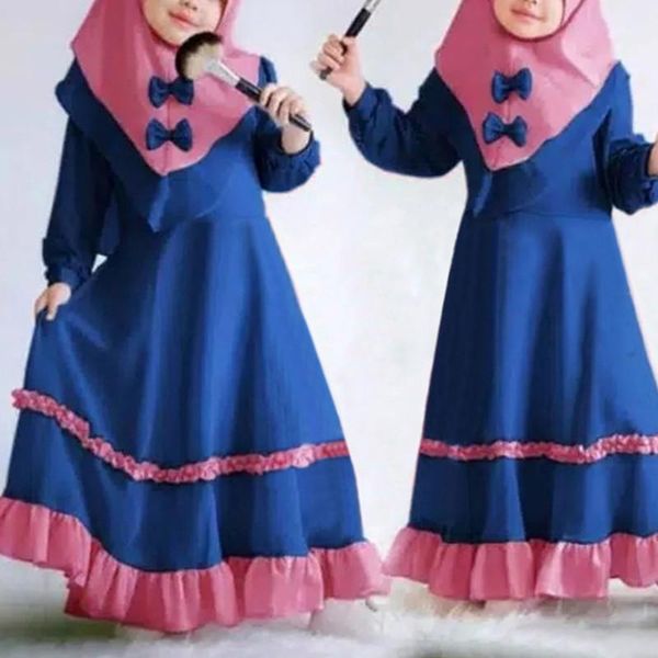 

ethnic clothing 2 piece set eid girls hijab muslim dress abayas for kids baby ramadan abaya turkey dubai islamic vestidos, Red