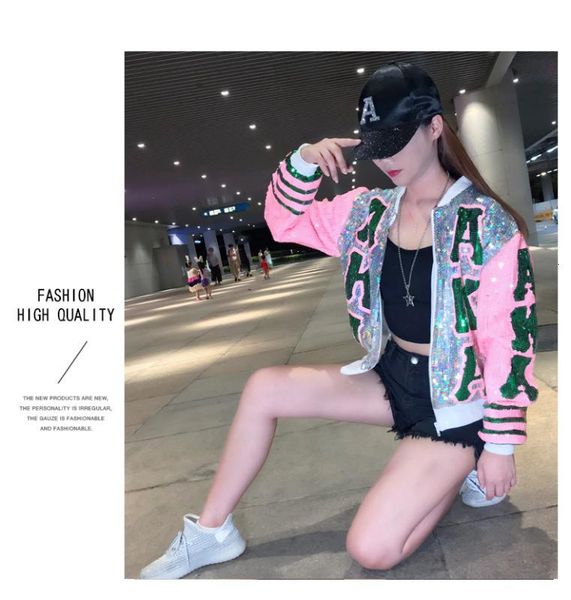 

women's jackets autumn women runway fashion sequins stage performance suit party short coat printed letters zippers jacket coats female, Black;brown