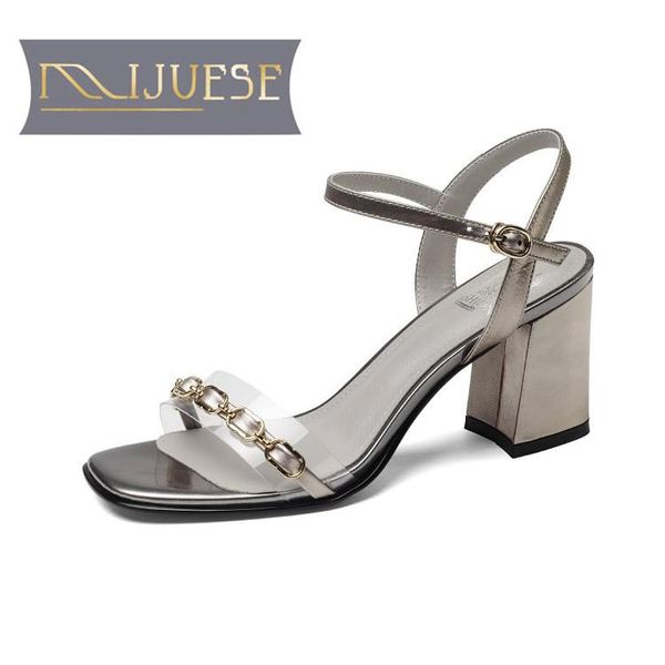 

women sandals genuine leather buckle strap cyan color chains peep toe high heels pumps size 33-43, Black