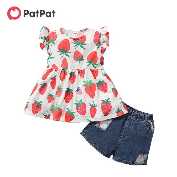 

arrival 2pcs toddler girl strawberry short-sleeve shorts sets 210528, White