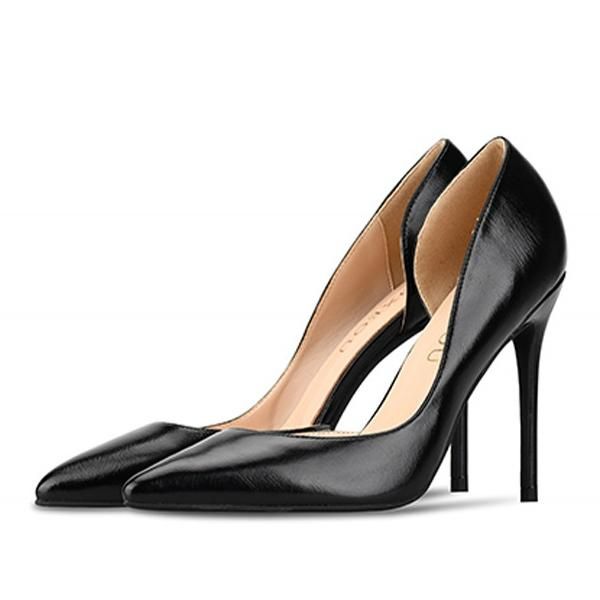 

dress shoes elegant pumps sheepskin leather thin heels pointed toe girl wedding high heel office women h0003, Black