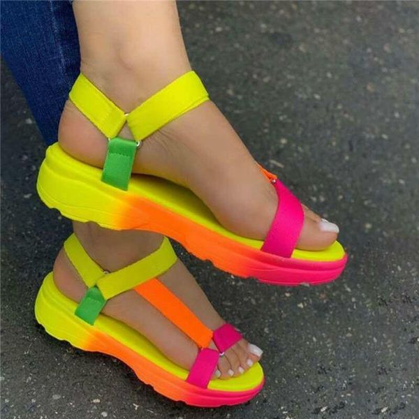 

sandals 2021 ins multi colors big size 43 casual shoes woman flat dropship comfortable female multicolor slippers, Black