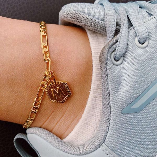 

hand catenary necklace 26 capital letters summer fashion men's and women's anklet, Black