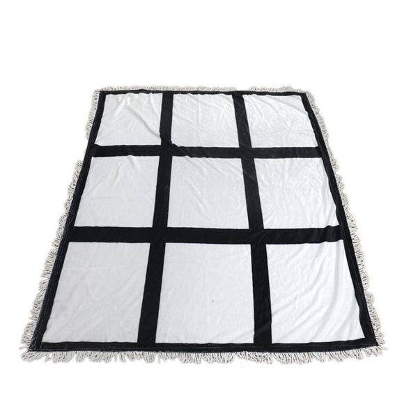 

9 penels blankets sublimation blank blanket with tassels heat transfer printing shawl wrap sofa sleeping throw 125*150cm a28207i