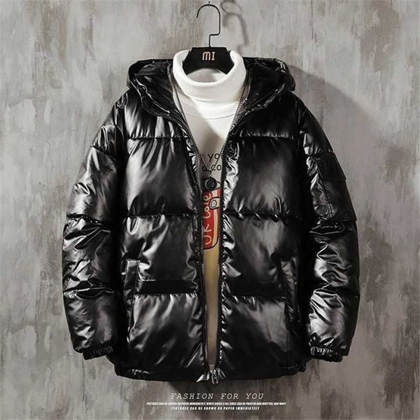 

men's stand collar cloak, thick coat, warm, padded, fashionable, bright surface, Black;white