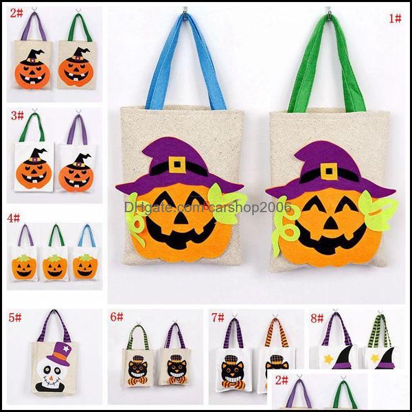 Andere festliche Hausgarten-Handtaschen-Süßigkeitsorganisator-schwarze Katze-Kürbis-gedruckte Geschenktüte-Kind-Halloween-Sack-Taschen-Partei-Versorgungsmaterialien VT0562 Drop De