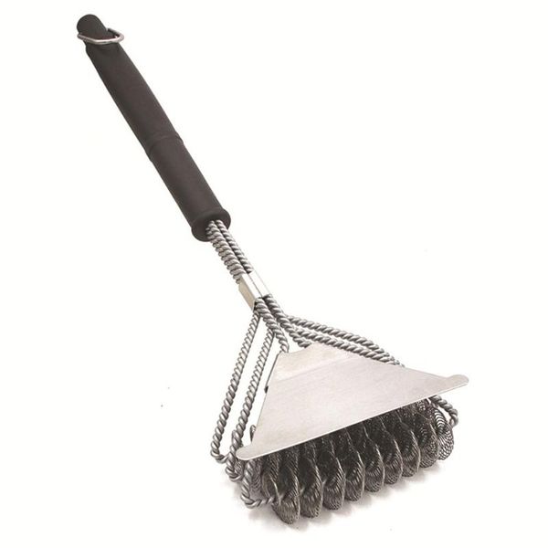 

tools & accessories 3 in 1 stainless steel bristle grill brush and scraper metal mesh wire bbq grates triple cleaning tool barbecue cleaner