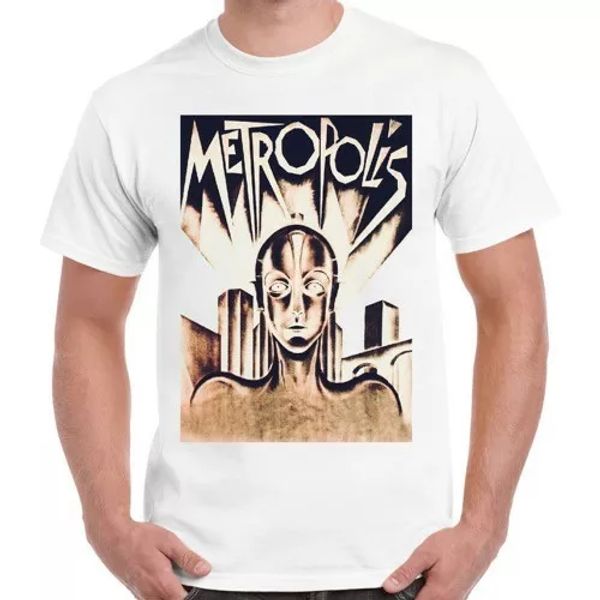 

metropolis t shirt classic sci-fi film poster cool vintage retro tshirt 2269, White;black