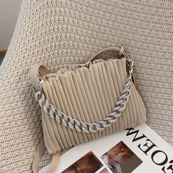 

evening bags pleated square underarm bag 2021 summer high-quality pu leather women's designer handbag shoulder messenger