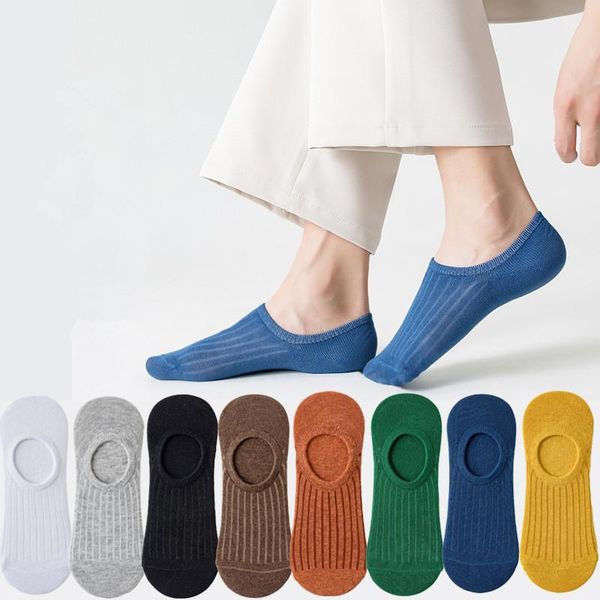 

men's socks 5pairs candy color mens thin summer invisible slippers solid men, Black