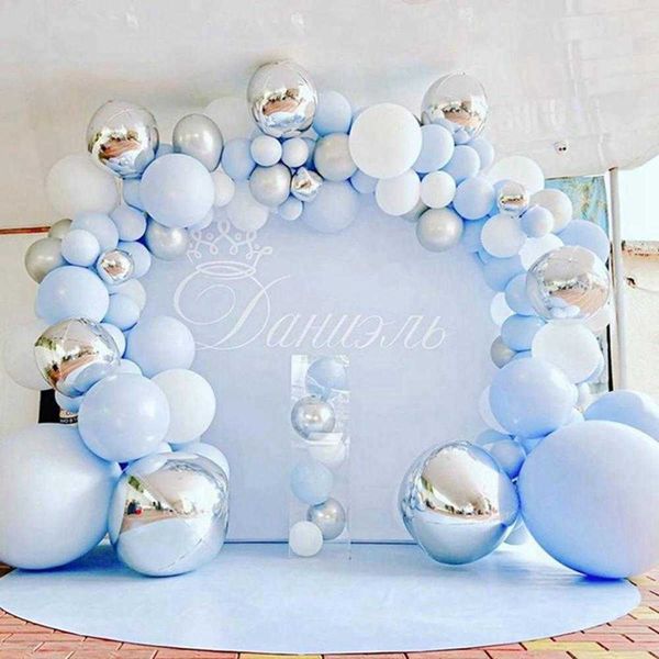 Palloncino blu in metallo Battesimo Ragazzo Ragazza Battesimo Baby Shower Buon compleanno Decorazioni per feste Baby Ballon Globos Compleanno Arco per palloncini 210626