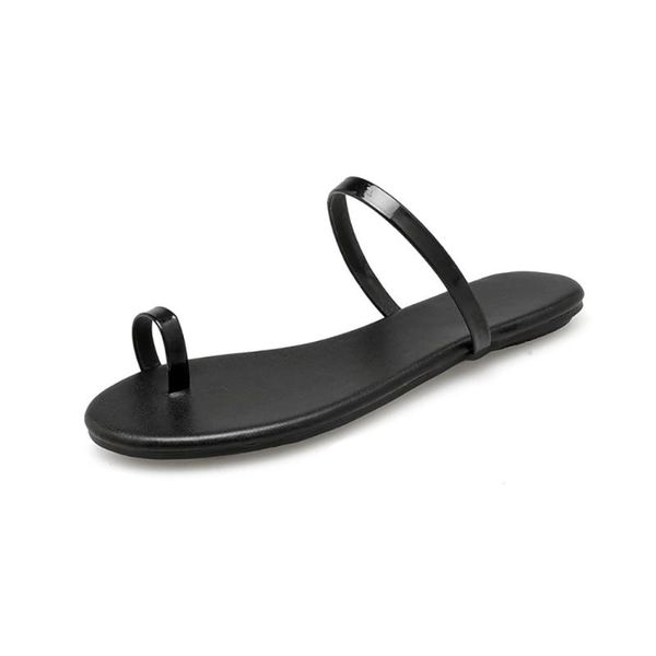 

sandals 2021 summer style women fashion set toe slippers, Black