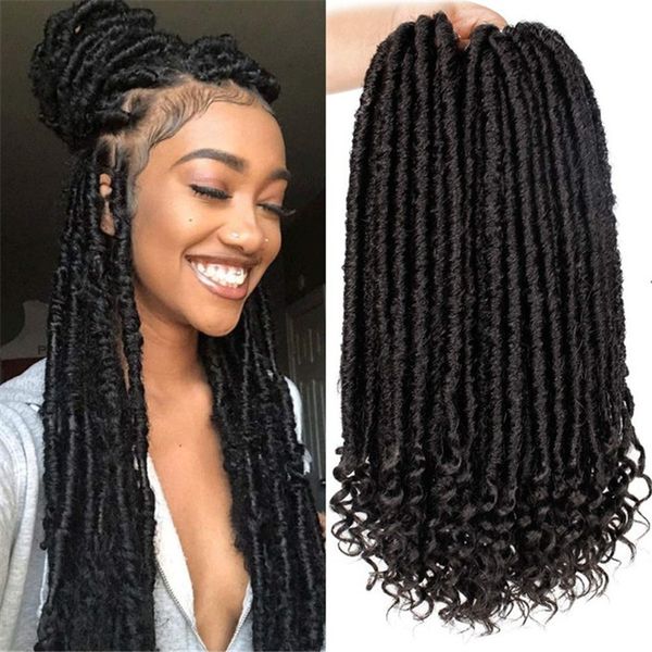 

crochet faux locs hair 20 inch synthetic goddess locks dreadlocks hair extensions ombre passion twist braiding, Black