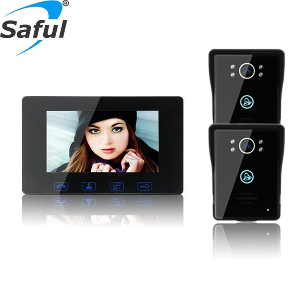 

video door phones 7" handstouch button colour wired phone intercom system with function of unlocking
