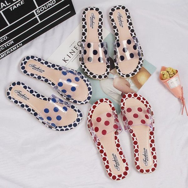 

slippers hee grand fashion beach flip flops 2021 summer jelly slides women cute dots house comfort pvc xwt1959, Black