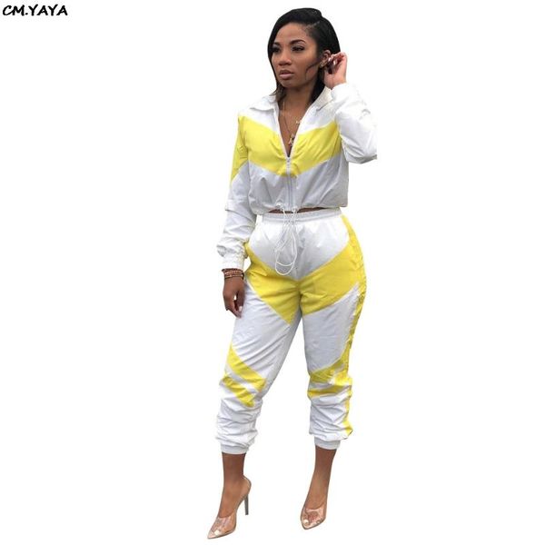 

two piece dress 2021 women patchwork long sleeve zipper up trench pencil pants suit safari casual tracksuit 2pcs set outfit 2 color d8241, White
