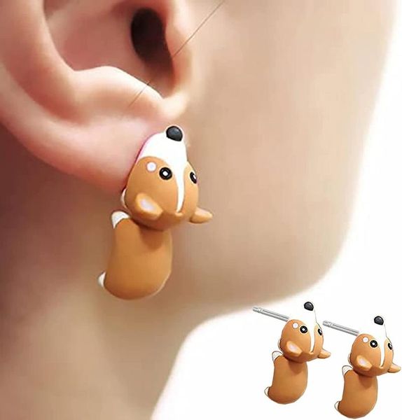 

hoop & huggie fashion sim ple 3d c lay earrings cute animal bit e earring for girls women casual cartoon lady accessories, Golden;silver