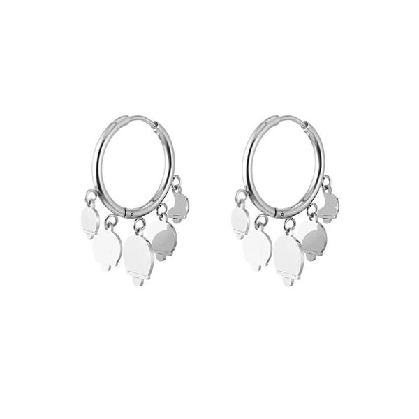 

hoop & huggie rose gold tassel earrings for women female trendy jewelry stainless steel luxury korean earring brincos gift accessory 2021, Golden;silver