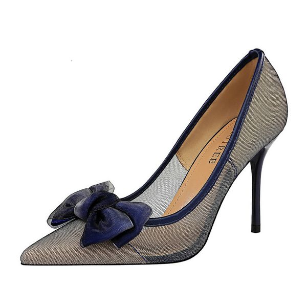 

dress shoes ummewalo high heels women pointed toe pumps super mesh ladies bow design 1853-3 0582, Black