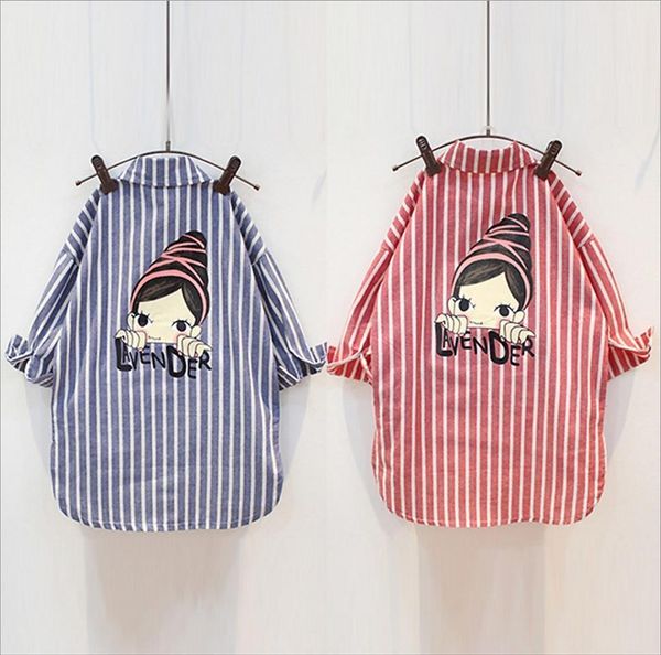 

spring and autumn kidsand girls shirts with korean stripes long babies blouse, White;black