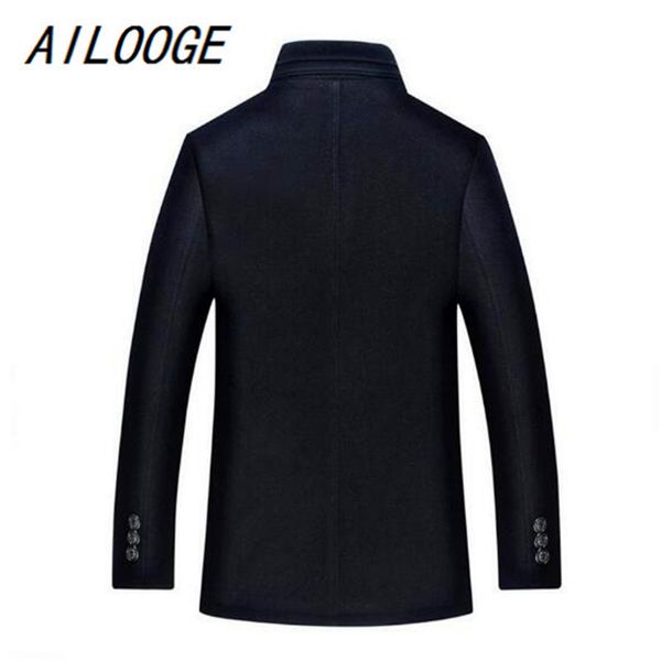 

Men's Wool & Blends AILOOGE Winter Jacket Fashion Personality Mens coat Men Plus cotton Business Casual Overcoat R7IV, Black