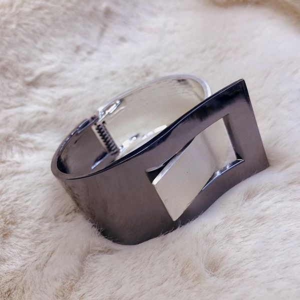 

bangle design simple metal geometric open for women girl gold plated trendy big cuff bracelets & bangles jewelry accessorie, Black