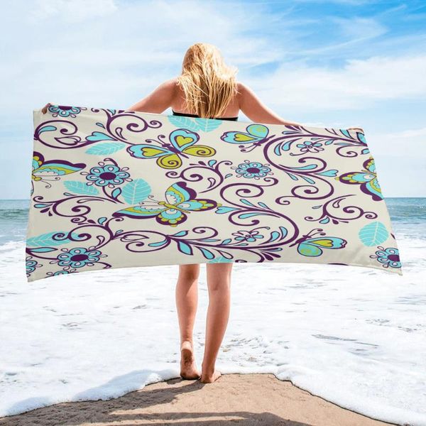 

towel butterfly pattern printing blue bath camping bathroom accessories microfiber beach towels for adults