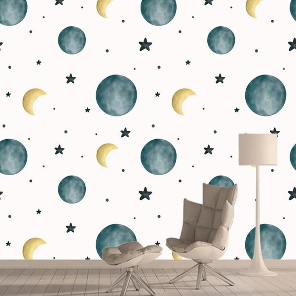 

wallpapers custom wall papers home decor 3d for living room kids moon stars cartoon bathroom cafe self adhesive murals rolls