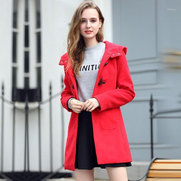 

women's wool & blends korean fashion velvet trench coat for women streetwear office lady trenchcoat vintage red winter, Black
