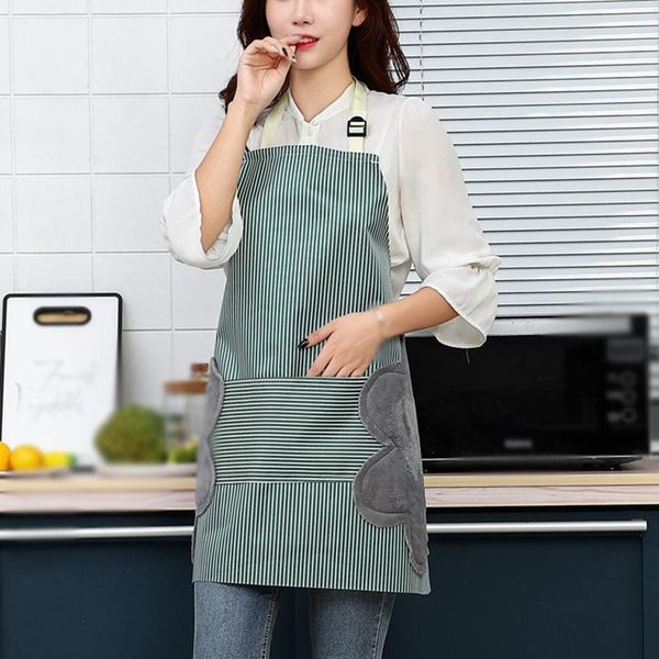 

aprons 1pcs kitchen wipeable waterproof oil-proof cartoon wreath nail shop apron women baking accessories
