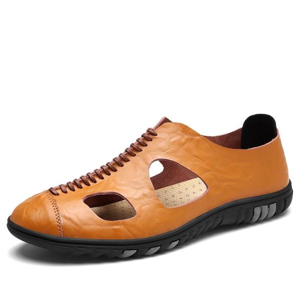 

sandals transpirables rasteira leather uomo vietnam sandali heren masculino cuire hombre verano slide sandalias playa roman de, Black