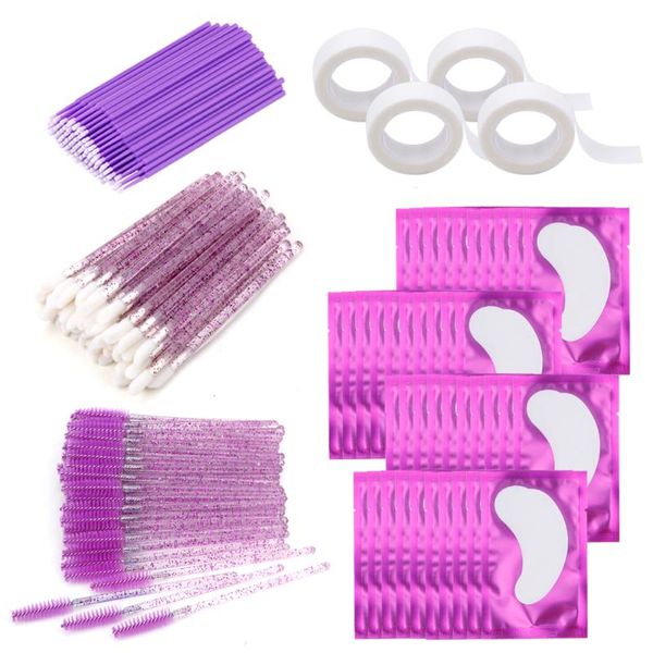 

false eyelashes eyelash extension supplies set microbrushes eye pads patches disposable brushes mascara applicator lashes accessories