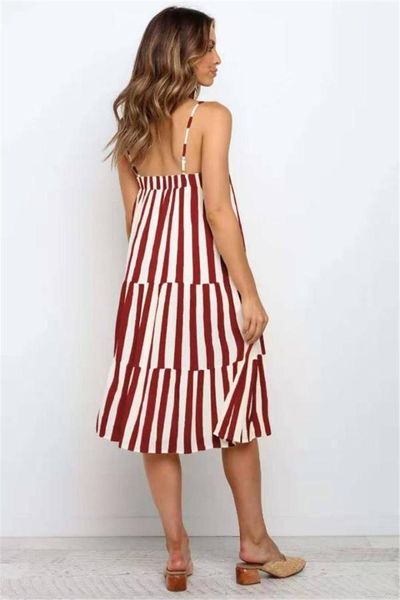 

designer dresses fashion spaghetti strap striped slash neck midi dresses new arrival womens dresses 2021 women, Black;gray
